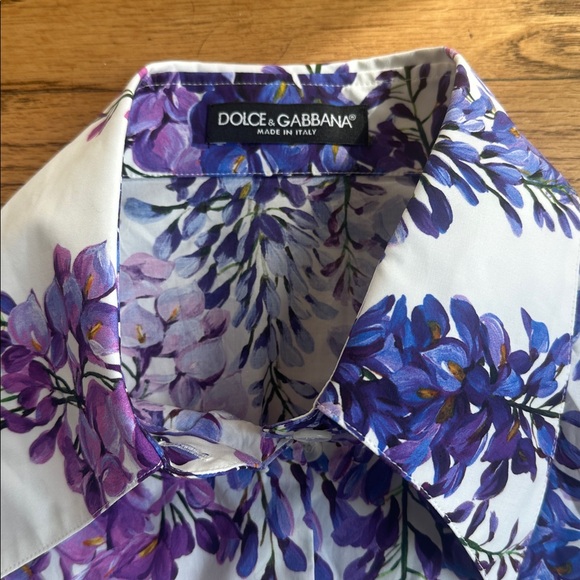 Dolce & Gabbana Purple and White Wisteria Print Tie Top - Picture 4 of 6
